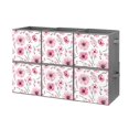 Bybiment 6PCS Fabric Storage Cubes, Watercolor Pink Flowers Berries