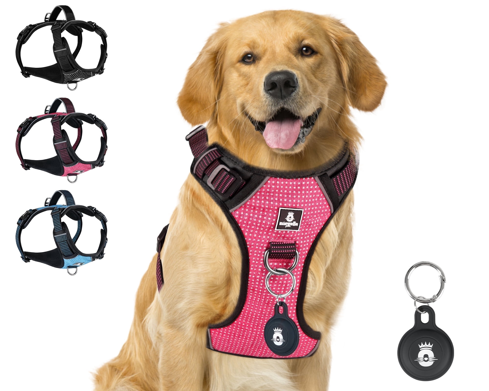 Emperor Pets Pink Reflective Dog Harness Small Sized Dog - No Pull Dog Harness with 2 Leash Clips, Premium Oxford Soft Padded Puppy Harness, Small Dog Harness (S, Pink)