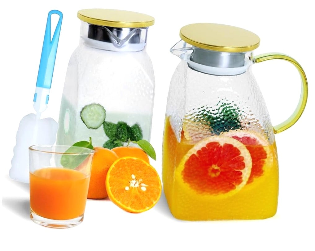 Bybiment 85oz Pitcher with Cover and Handle, Large Water and Tea ...