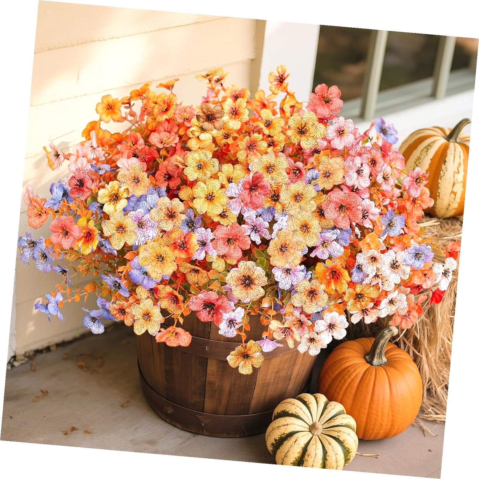 Bybiment Artificial Fall Fake Mums for Autumn Decoration, 12 Bundles ...