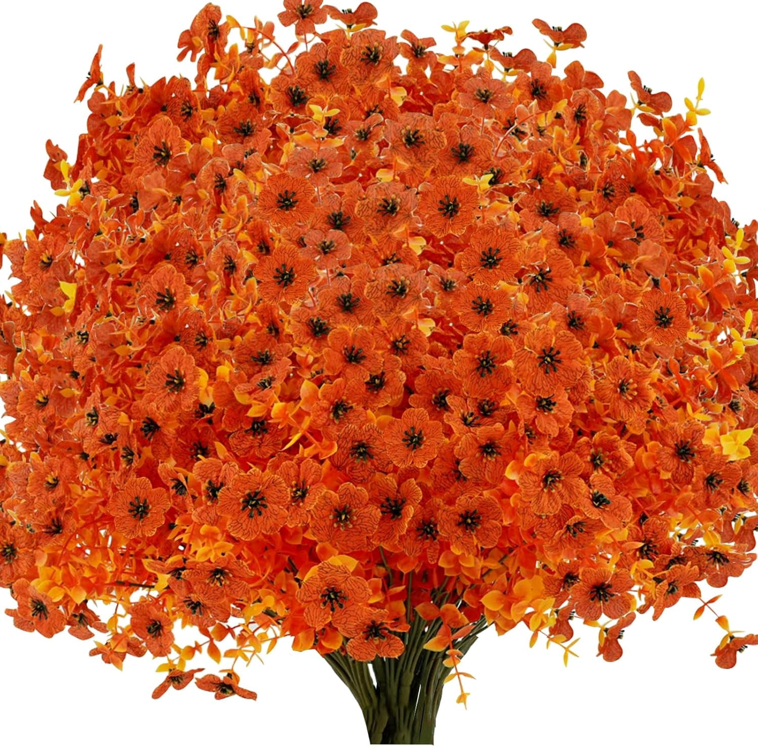 Bybiment Artificial Mums Fall Fake for Outdoors, 12 Bundles Faux Mums ...