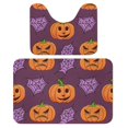 Bybiment Bathroom Rug Set 2PCS, Halloween Pumpkin Pattern Violet Ultra