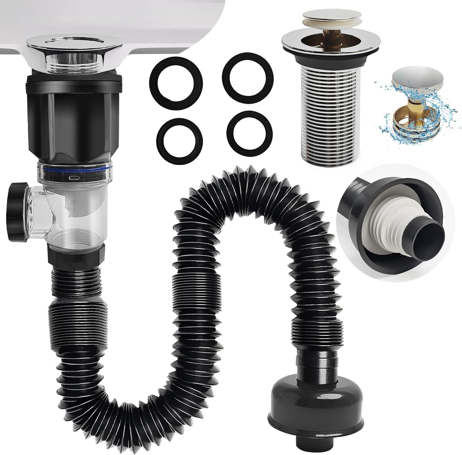Bybiment Bathroom Sink Drain , with or Without Overflow, Bathroom Sink ...