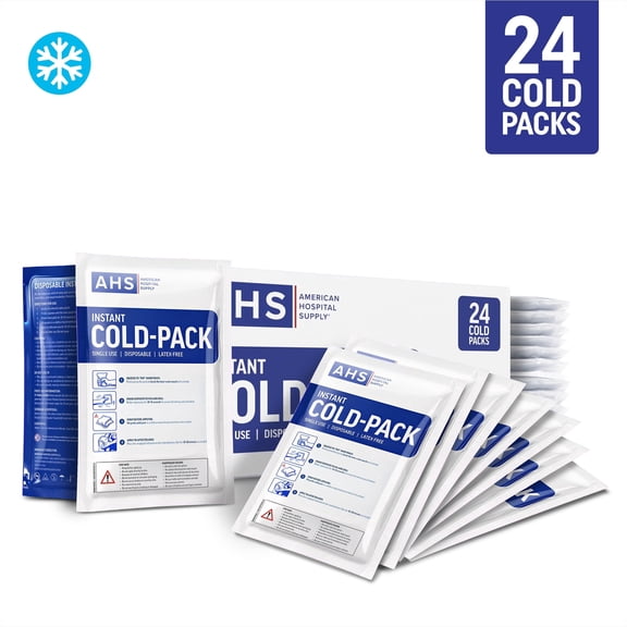 American Hospital Supply Disposable Instant Ice Cold Pack, No Freezer Needed, Activates in Seconds, First Aid & Sports Use, 6" x 9", Case of 24