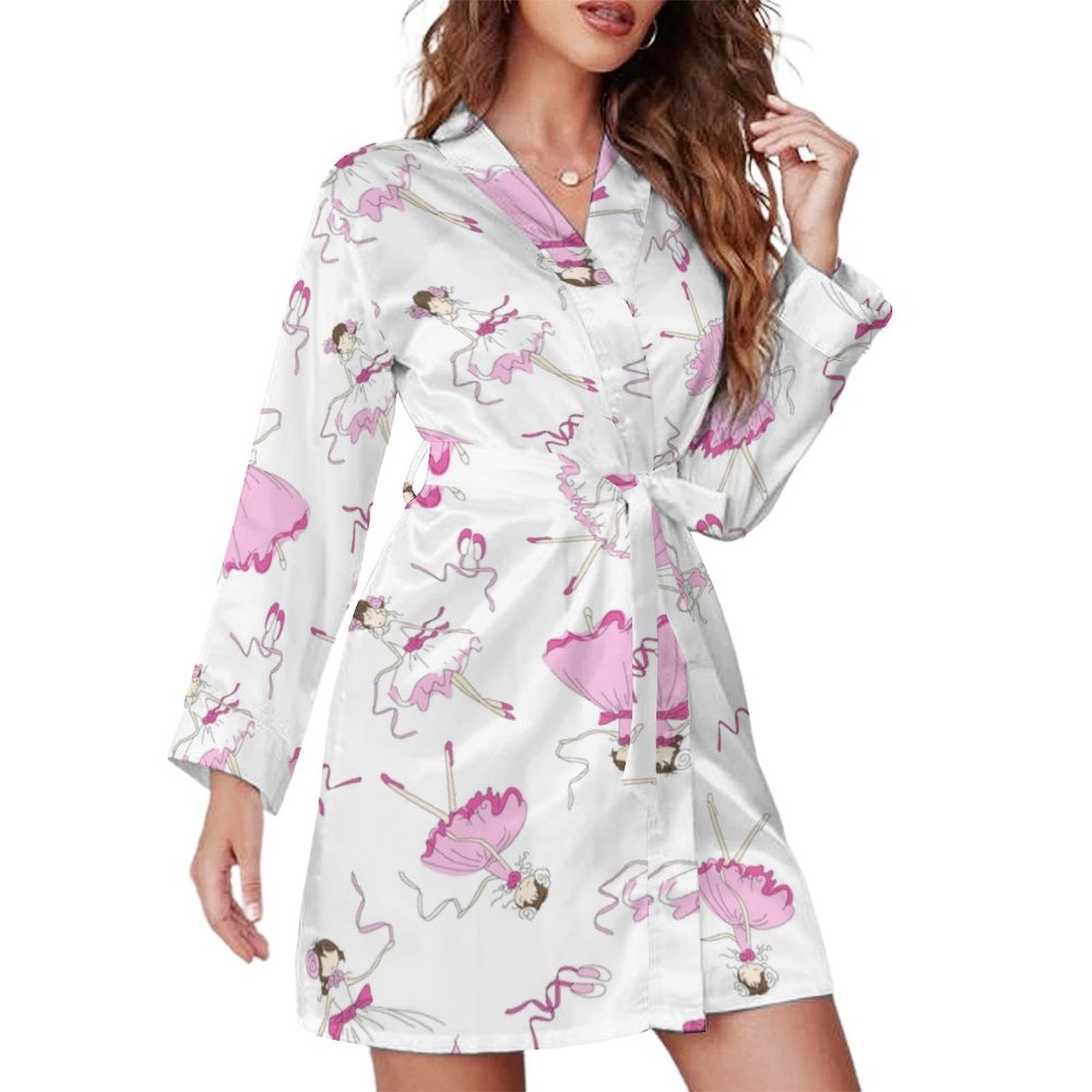 Bybiment Children Pattern Usable Fabric Women's Long Sleeve Belted