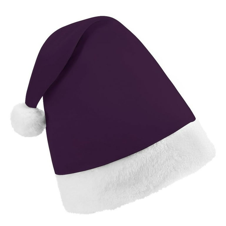 Bybiment Christmas Hat Soft Plush Santa Hat Dark Purple Solid Color Unisex Xmas Holiday Hat Christmas Gifts Christmas Decorations Child 14x11 Inch