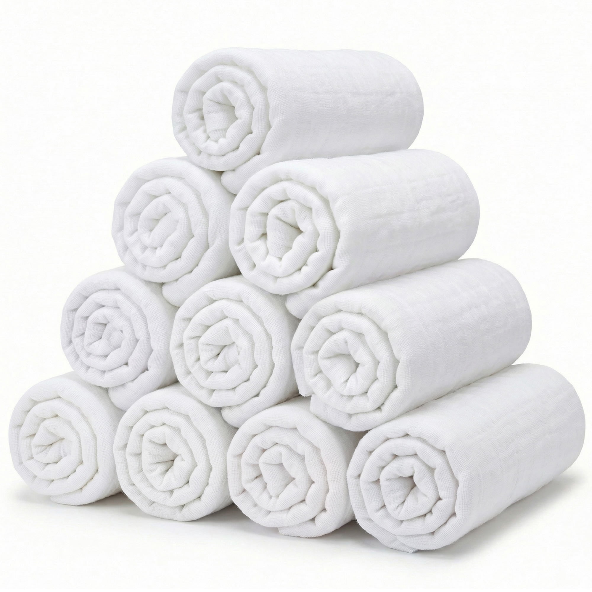 Mère & Moi: Muslin Baby Washcloths – 10 Pack, White - 10x10", Face-Body-Hands Wipe, Bathtime, Soft Cotton, Lightweight & Absorbent, Newborn Daily Care