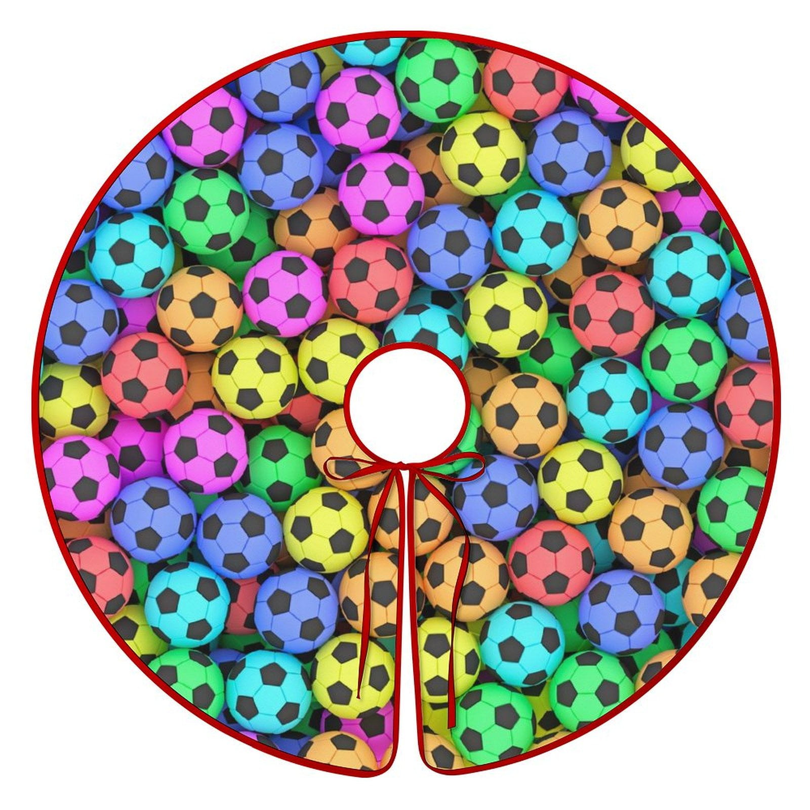 Bybiment Christmas Tree Skirt 30 Inch, Colorful Soccer Balls High Xmas