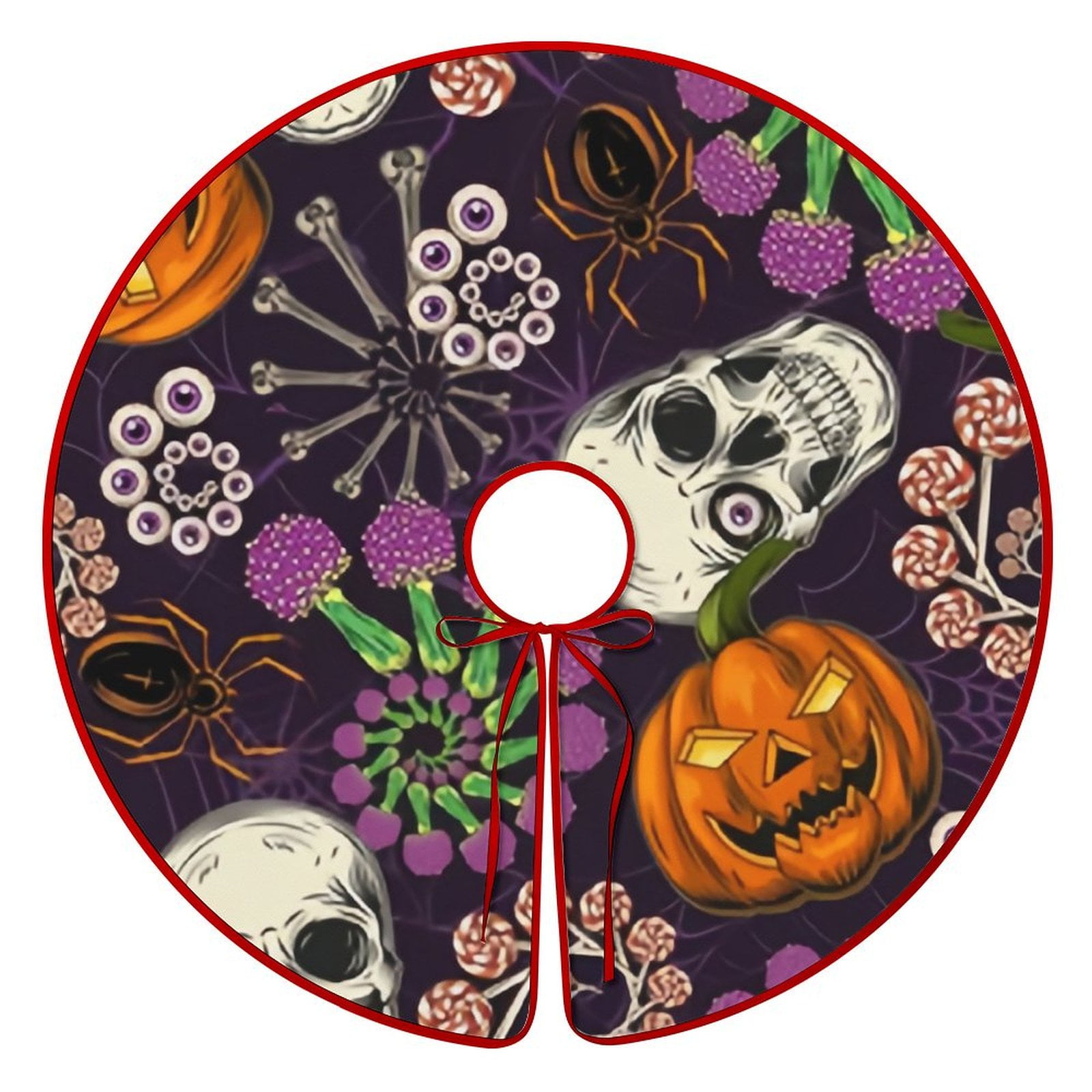 Bybiment Christmas Tree Skirt 48 Inch, Halloween Pattern Human Skull