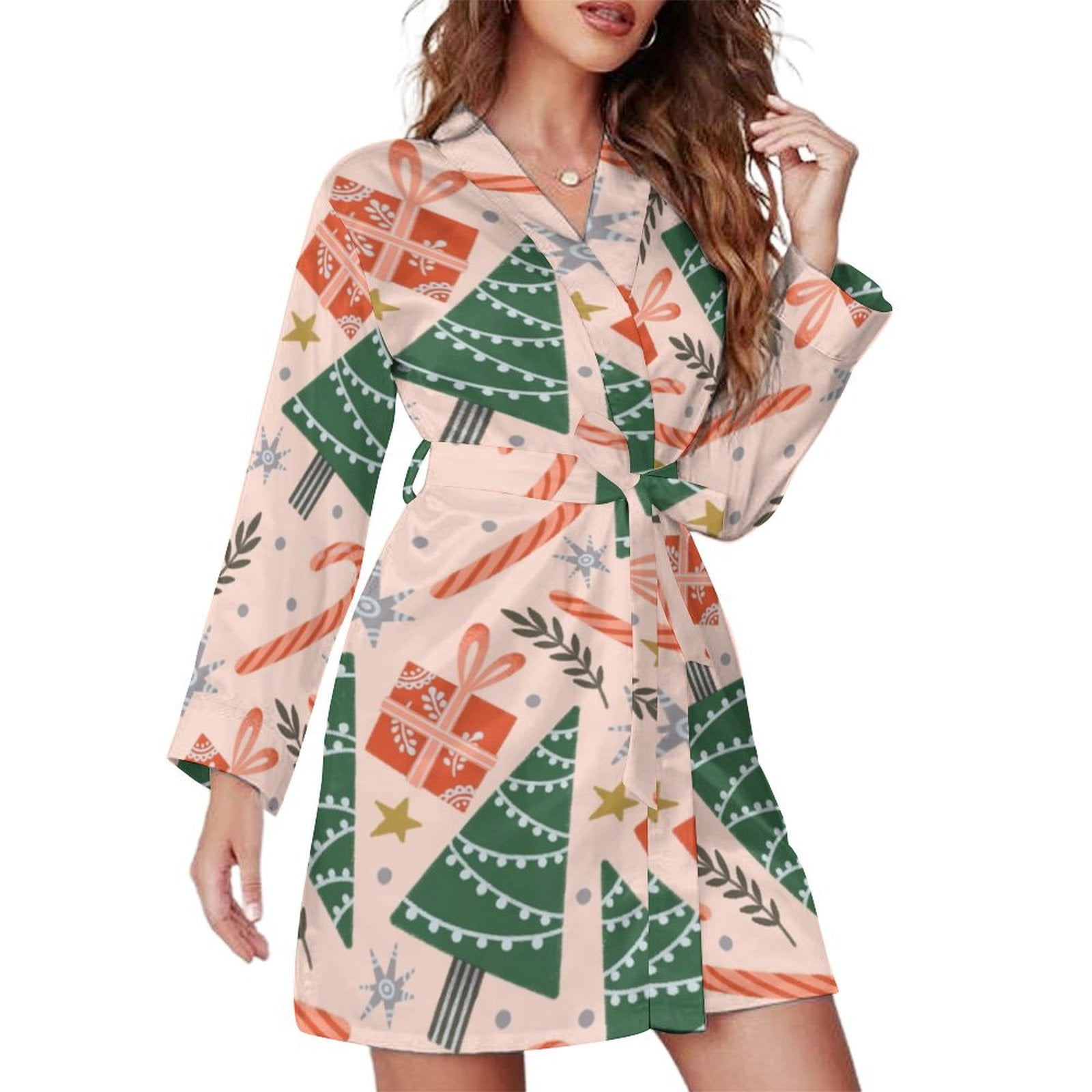 Bybiment Christmas Trees Candy Canes Presents Women's Long Sleeve