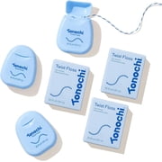 Tonochi Twist Woven Dental Floss, Two-Tone Color Fibers for Visible Cleaning, Shred-Resistant Braided Texture, Smooth Glide, Mint Flavor, 3-Pack 33 yd Each