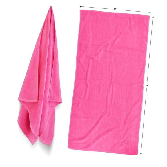 Bybiment Comfort 32x64 Solid Color Neon (4 Pack) Plush Velour Beach Towel. Crafted from 100% Cotton, Weighing 16.0 lbs per Dozen. for