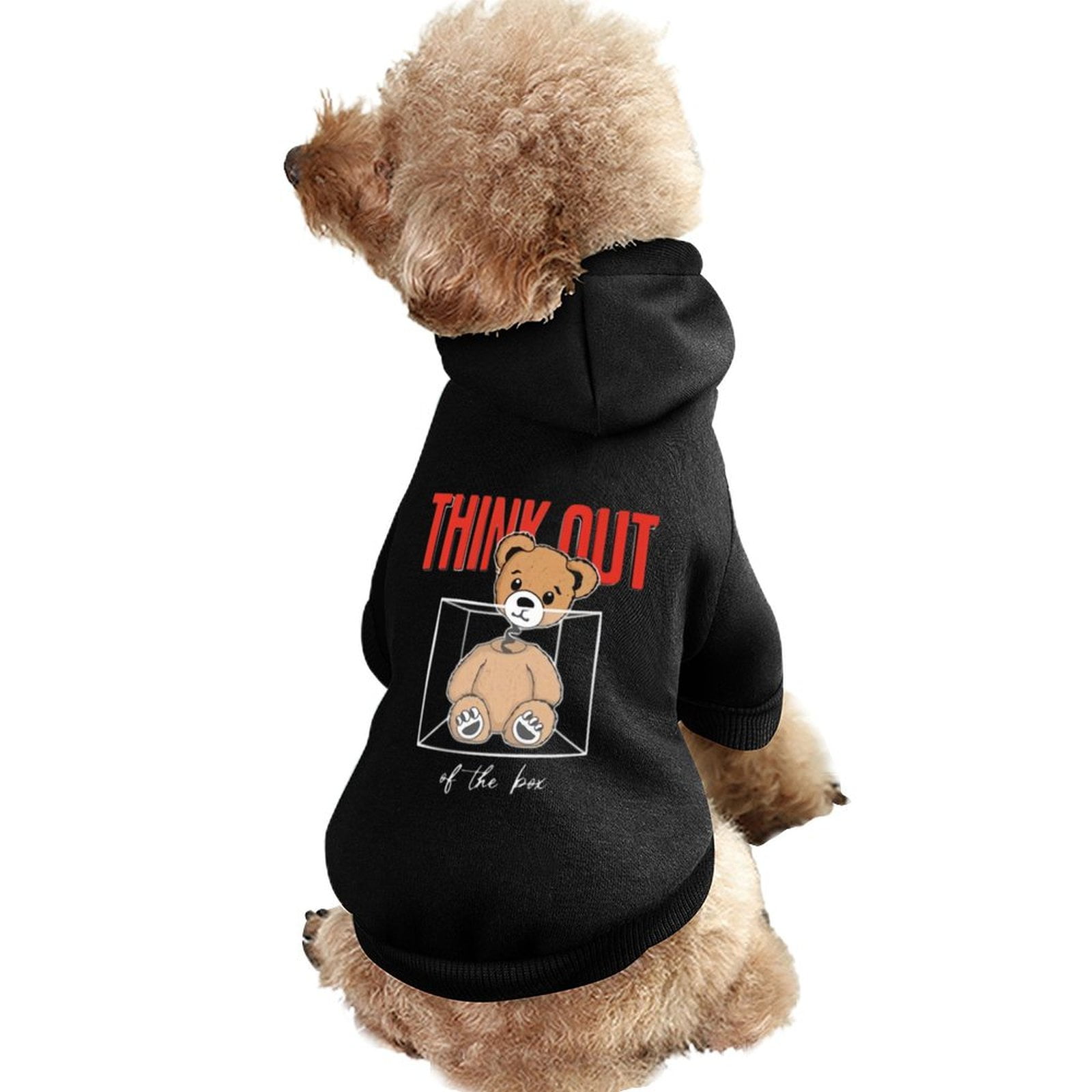 Bybiment Dog Hoodie Soft Cat Clothes, Box Bear Slogan Doll Think Pet
