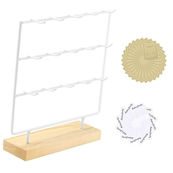 Bybiment Earring Display Stand 3 Tier 15 Wood Earring Display Rack ...