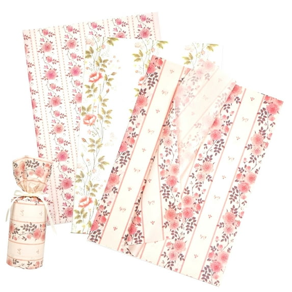 Bybiment Floral Tissue Paper 20x28 in, Rose Tissue Paper for Packaging, Watercolor Tissue for Mother' Day Valentine Wedding Birthday Craft Party Decor
