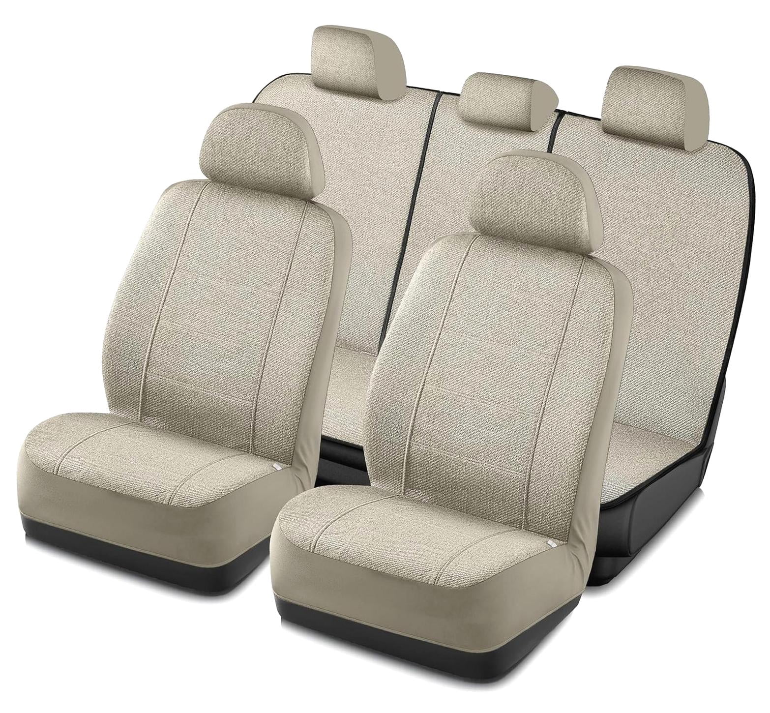 Bybiment Front Seat Car Covers, Low Back Linen Seat Protector, Non ...