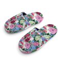 Bybiment Fuzzy Slippers for Kids, Flower Pattern Bouquet Watercolor