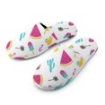 Bybiment Fuzzy Slippers for Men Boys, Summer Pattern Watermelon Cactus