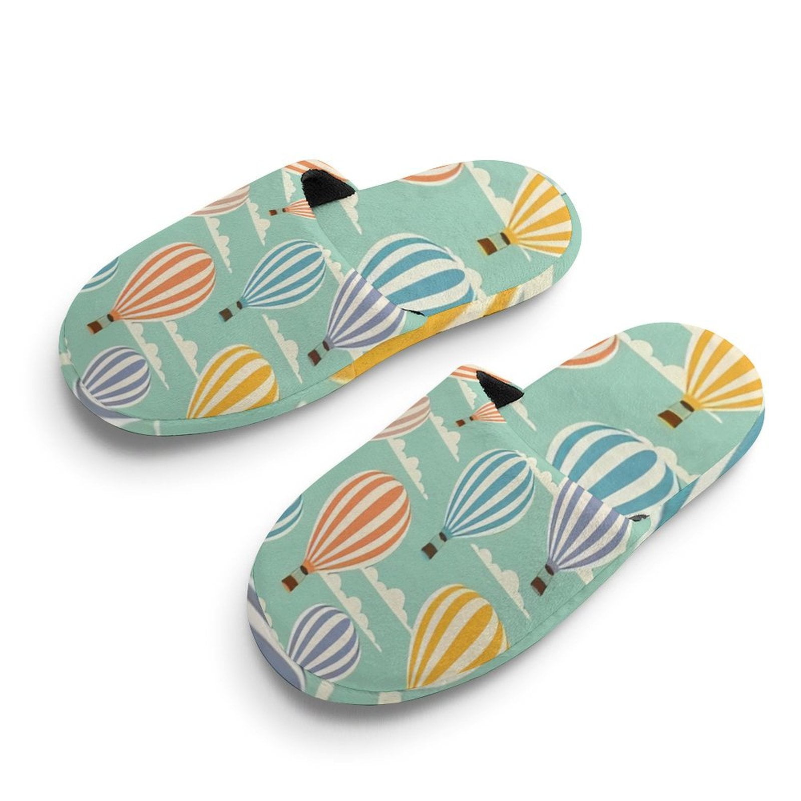 Bybiment Fuzzy Slippers for Kids, Retro Travel Pattern Balloons Non