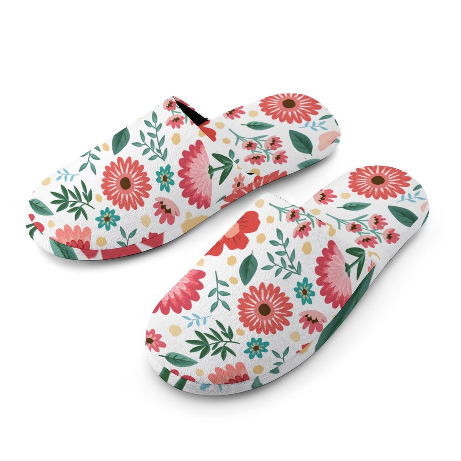 Bybiment Fuzzy Slippers for Men Boys, Floral Pattern Bright NonSlip