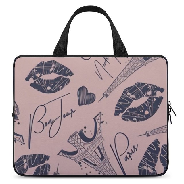 Bybiment Laptop Bag 12 Inch, Pattern Fashion Bonjour Paris Waterproof