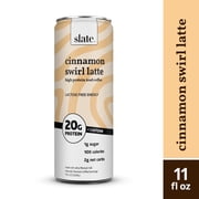 Slate Milk Cinnamon Swirl Latte, High Protein Iced Coffee, 20g Protein, 11 fl oz Can, Ready to Drink