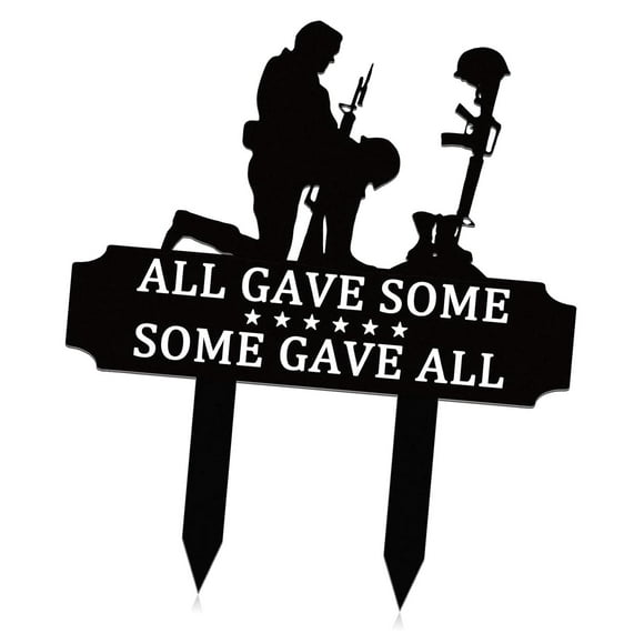 Bybiment Memorial Metal Plaque for Veterans, Fallen Soldiers Grave Decor, Cemetery Garden Stake, Sympathy Sign