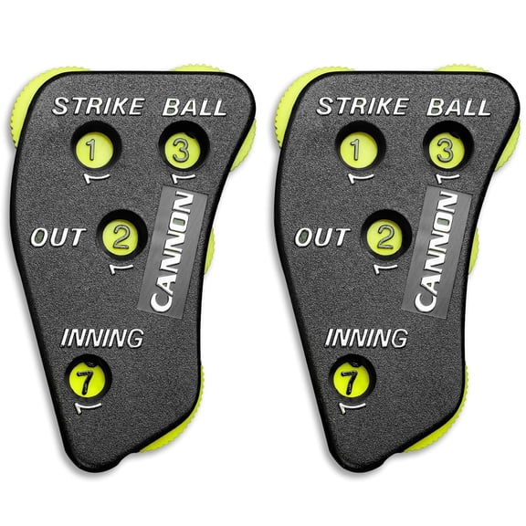 Cannon Sports 4 Wheel Umpire Indicator - Optic Yellow Dials for Counting Strikes, Balls, Outs, Innings - Essential Softball Baseball Umpire Clicker (Black with Optic Yellow Dials, 2 Pack)