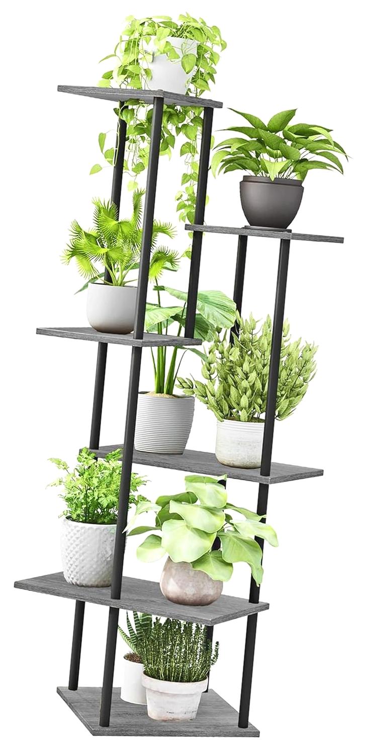 Auto Pot Stand Bybiment Plant Stand Indoor 6-Tier Metal Wood Plant for Multiple Pots ...