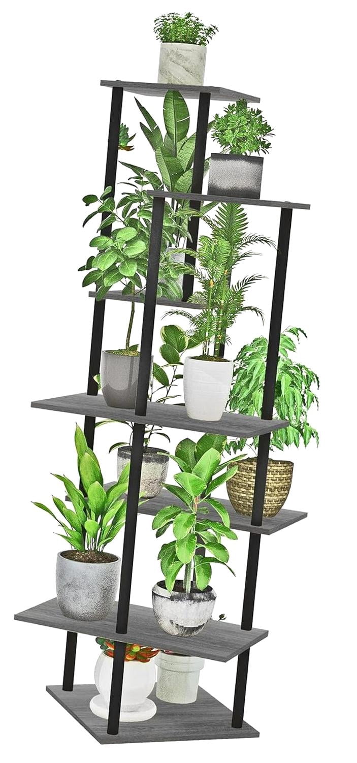 Two Tpots Roon Bybiment Plant Stand Indoor 7-Tier Metal Wood Plant for Multiple Pots ...