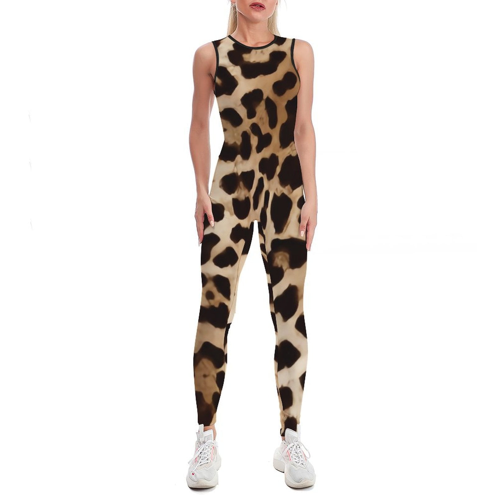 Bybiment Print Animal Leopard Pattern Womens Workout Jumpsuits Women’s