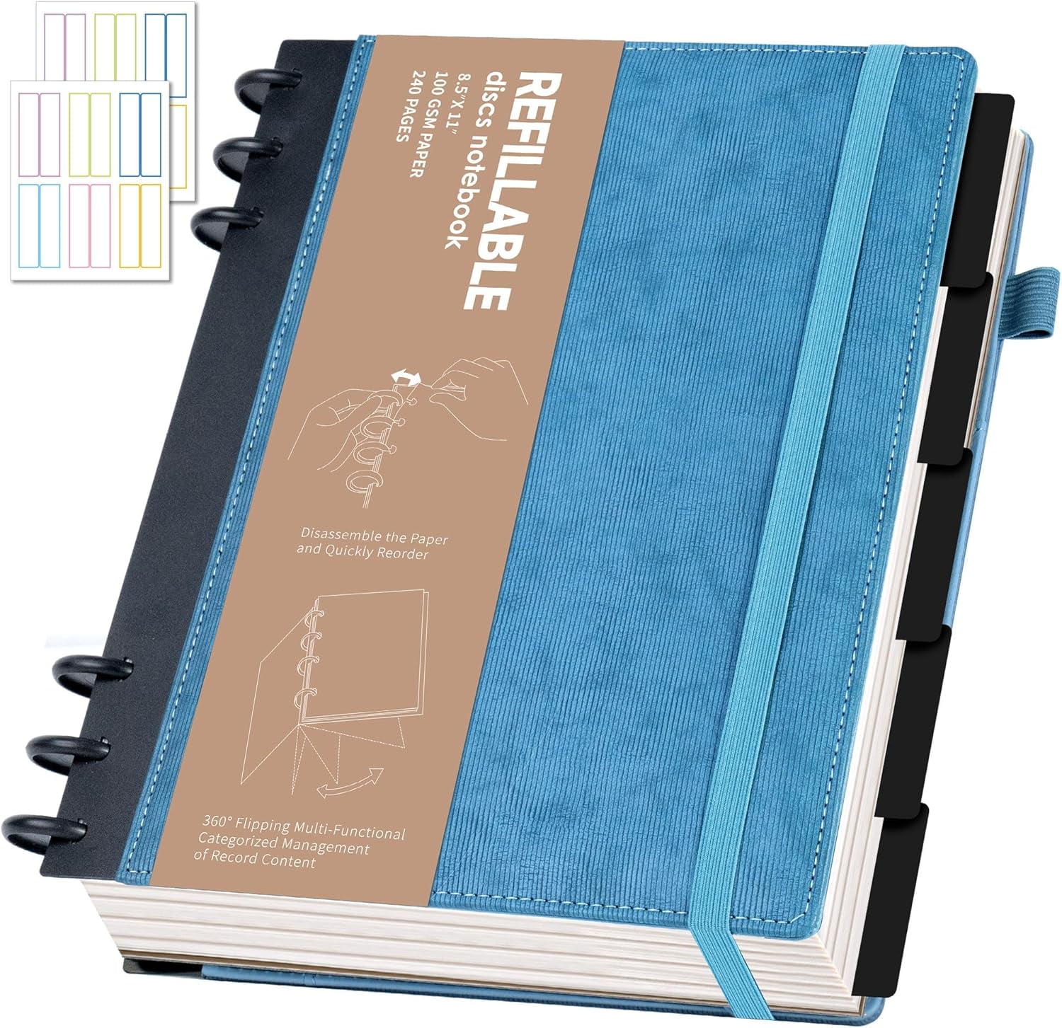 Bybiment Refillable Notebooks for Work 5 Subject with Removable ...