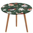 Bybiment Round Fitted Tablecloth with Elastic Edge, Woodland Winter