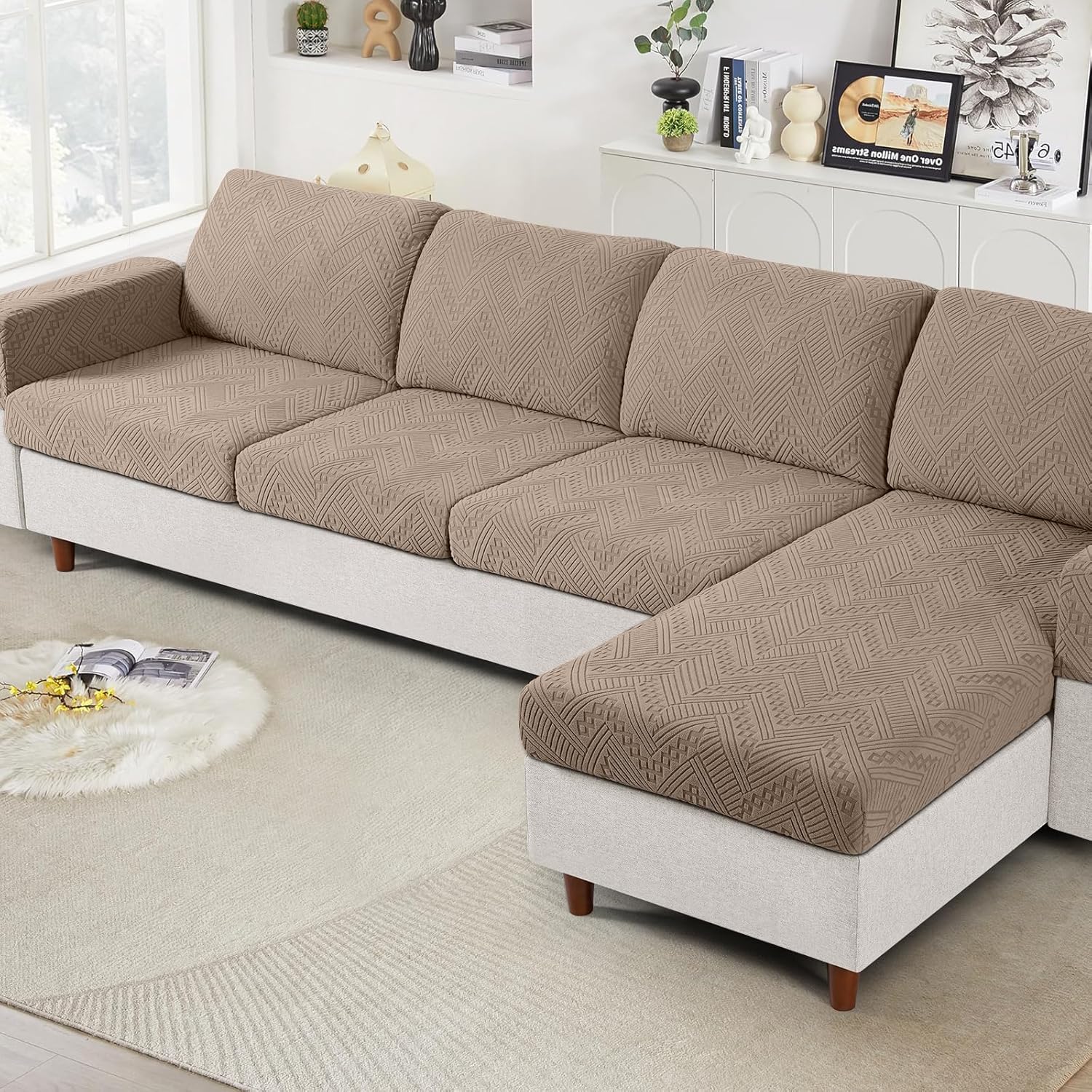 Bybiment Sectional Sofa Covers Stretchable Seat Protectors Washable