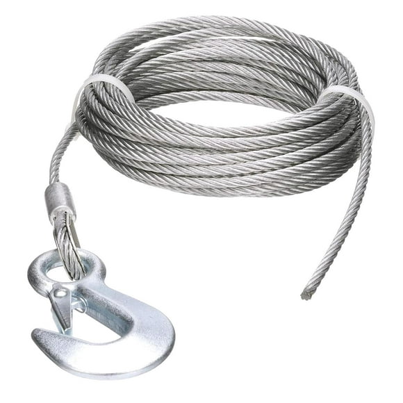 Bybiment Steel Winch Cable with Safety Hook, 3/16 in. X 25 Ft., 4,000-Lb. Tensile Strength