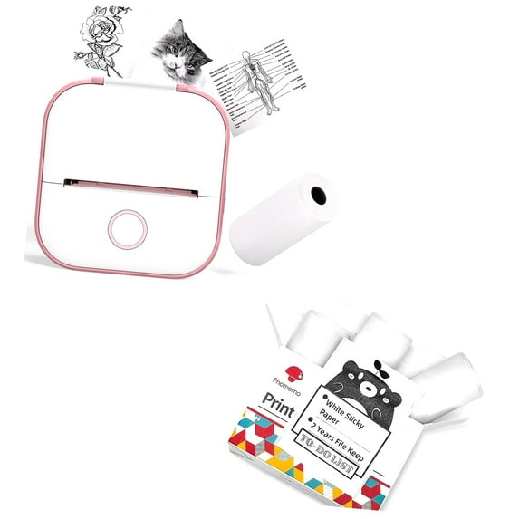 Bybiment T02 Inkless Printer Bluetooth Thermal Pocket Printer for Study ...