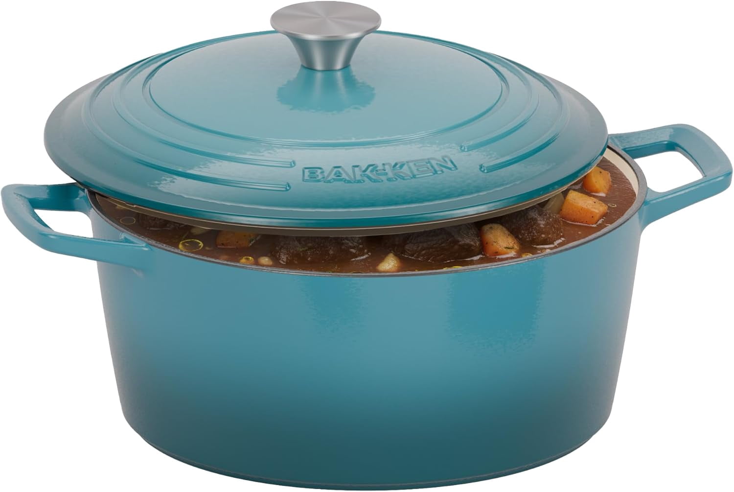 Bakken 6QT Enameled Cast Iron Dutch Oven – Oven Safe 500°F, Moisture-Locking Lid, Bread Baking, Braising & Campfire Cooking, Teal