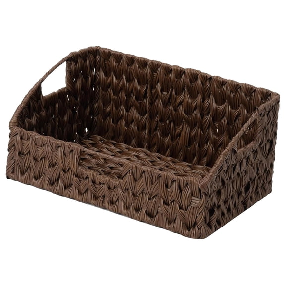 Bybiment Wicker Storage Baskets, Wicker Basket with Handles, Trapezoid Woven Storage Bins for , Basket for Decor, Brown, 2-Pack