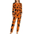 Bybiment Women's Pajama Set Soft, Halloween Seamless Pattern Long
