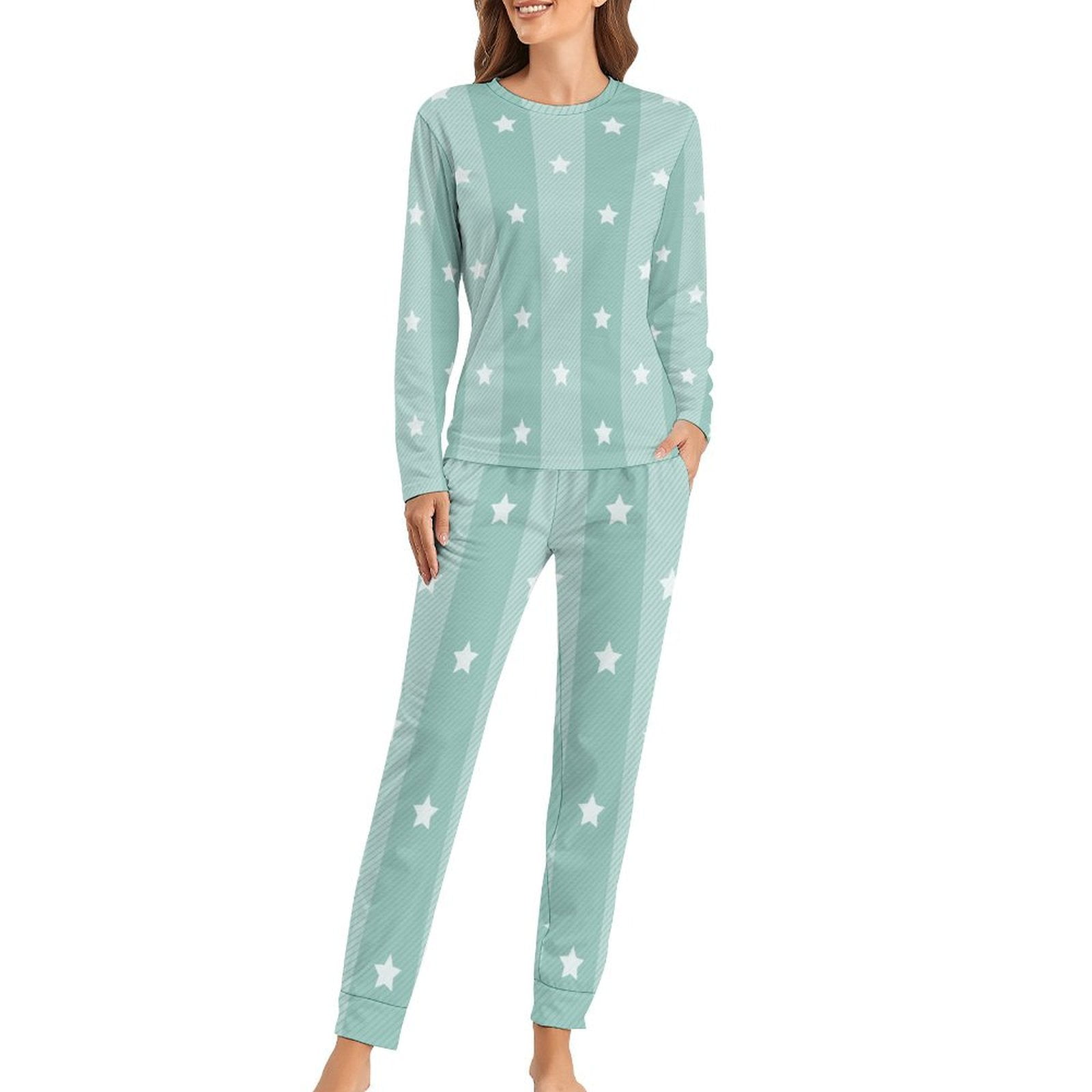 Bybiment Women's Pajama Set Soft, Star pattern Long Sleeve Sleepwear