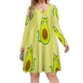 Bybiment Women's Plus Size Midi Dresses, Cute Cartoon Avocado Cat