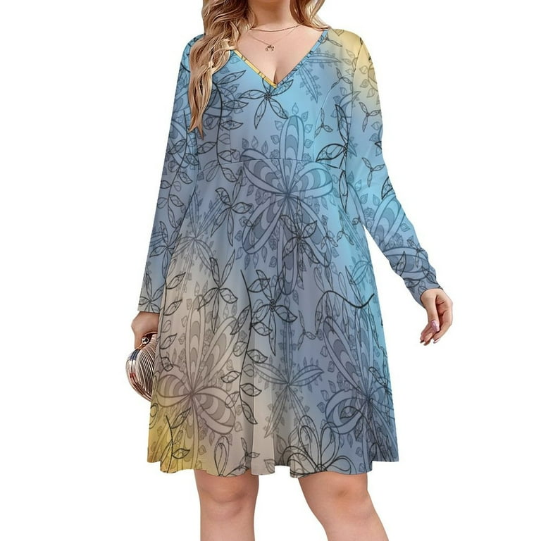 Long Sleeve Checks Colorful Midi Dress Long Sleeve Checks Colorful Midi Dress