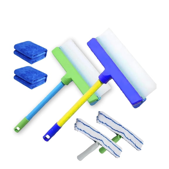 Byblix Recyclable Silicone Window Squeegee Kit, Aquaswipe Silicone Squeegee ,12 Inch Multifunctional Cleaning Tools, with Silicone Squeegee & Microfiber Scrubber for Shower Glass Mirror Door Car