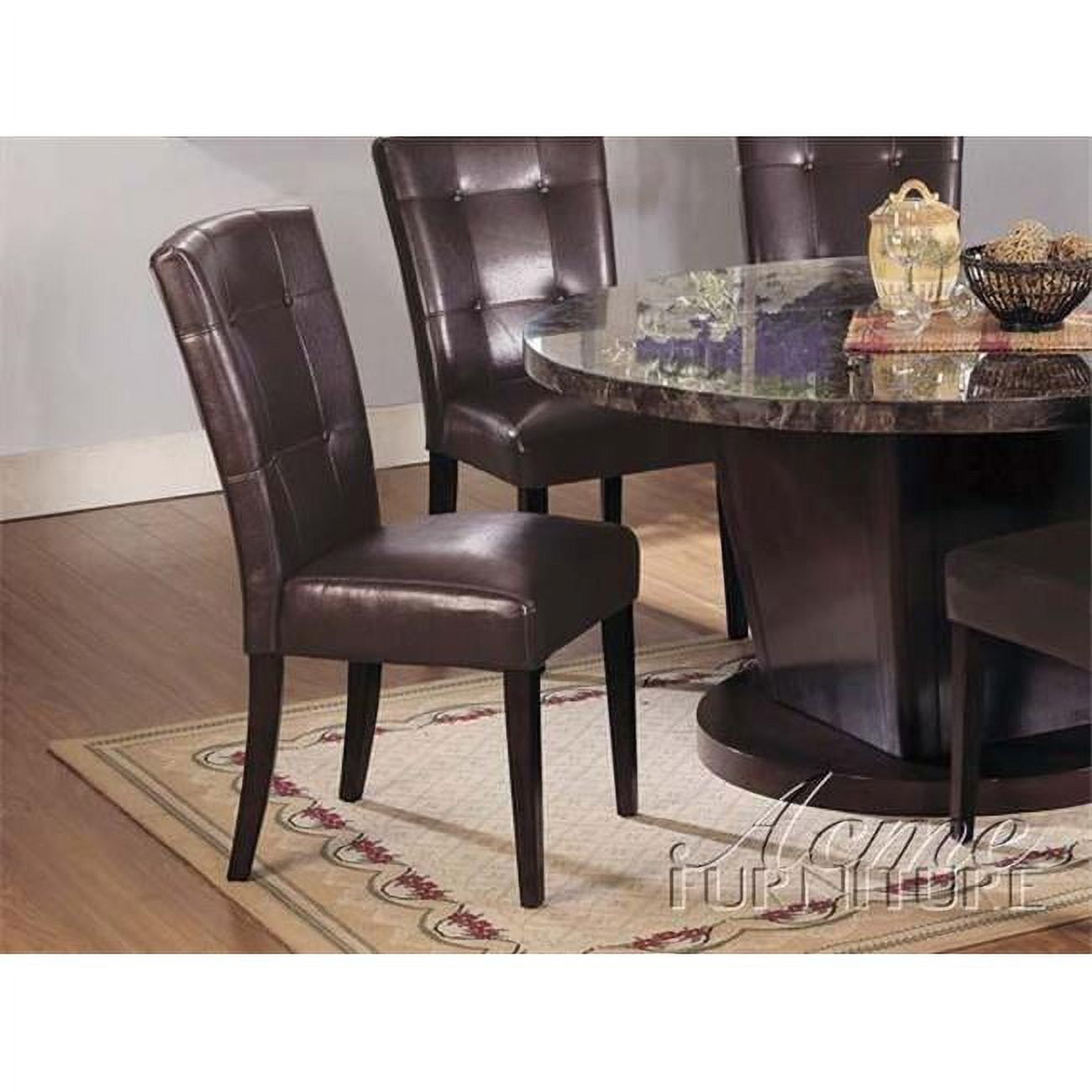 Set of 2 Brown Faux Leather Parsons Dining Chairs