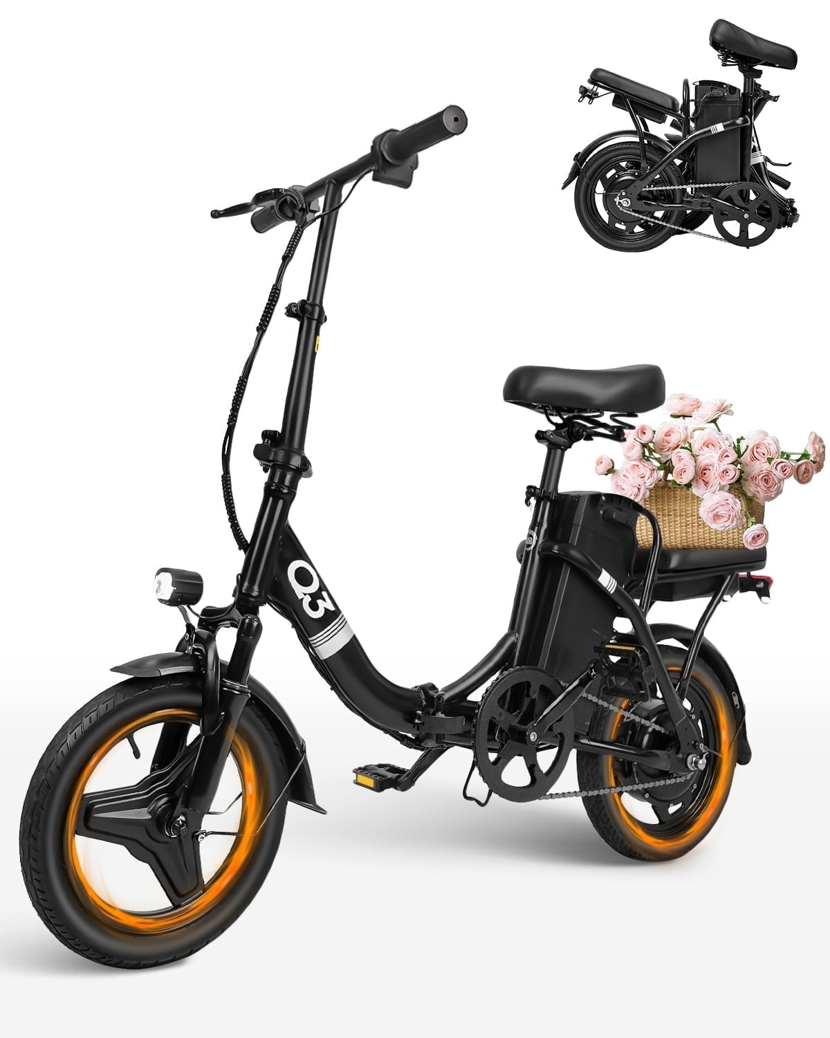 Bycyla Electric Bike for Adults,500W Peak Motor,20 MPH Folding Ebike,14" Adult Electric Bicycles with Multi-Shock Absorption,48V 13Ah Removable Battery,UL 2849 Certified,Commuter Electric Bicycle