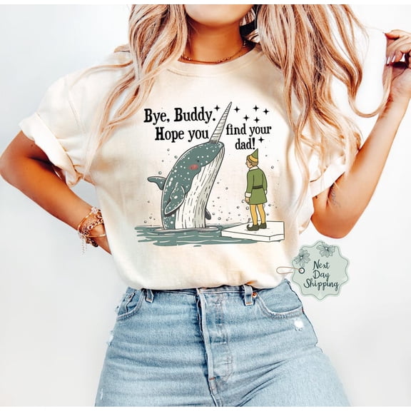 Bye Buddy Hope You Find Your Dad, Buddy The Elf Christmas, Funny Christmas Movie Shirt, Christmas Holiday, Dark Heather Tshirt