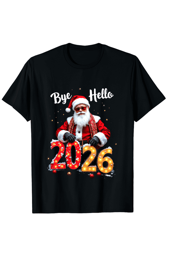 Bye Bye 2025 Hello 2026 Christmas Santa New Year Men Women T-Shirt