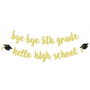 Bye Bye 8th Grade Hello High School Banner, Peace Out 8th Grade, Next Stop High School, Class of 2025 Middle School Graduation Party Decorations