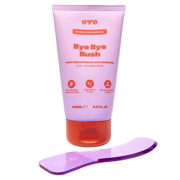 Bye Bye Bush Pain-Free Intimate Hair Remover Aloe & Cucumber Scent, 5-Minute Formula, Dermatologist Tested, 5 FL OZ with Applicator