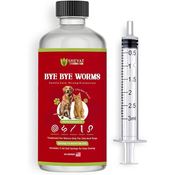 Bye Bye Worms  Advanced Dewormer for Cats & Dogs | Safe & Effective Liquid Worm Treatment | Chicken Flavor | 2 oz